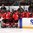 ST. CATHARINES, CANADA - JANUARY 11: Switzerland players celebrate at the bench following a second period goal by Alina Muller #19 during preliminary round action against France at the 2016 IIHF Ice Hockey U18 Women's World Championship. (Photo by Jana Chytilova/HHOF-IIHF Images)

